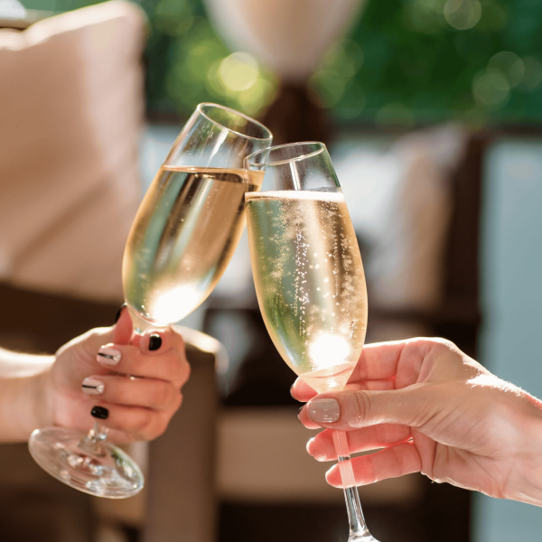 Champagne glass toast