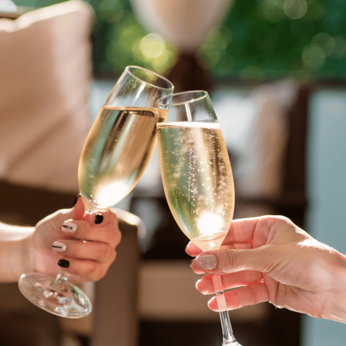 Champagne glass toast